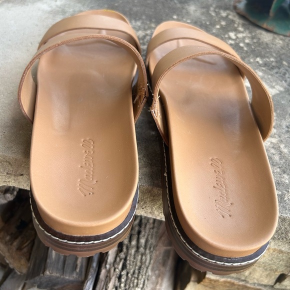 Madewell The Charley double strap slide leather sandal in Desert Camel Sz-10.5 I - Picture 5 of 14